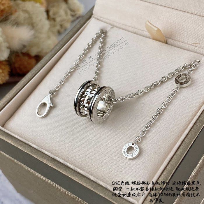 Bvlgari飾品 寶格麗螺旋項鏈 通體925純銀黑色陶瓷項鏈  zgbq3359